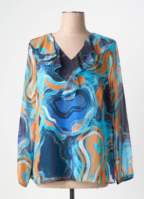 Blouse imprimé fantaisie manches longues bleu GREGORY PAT femme