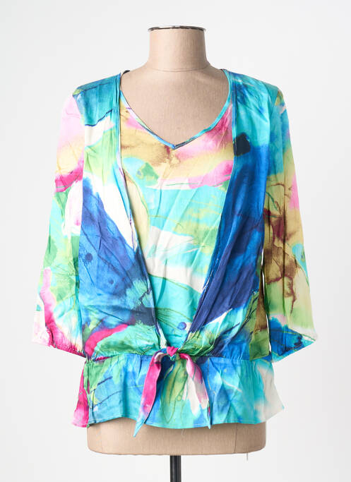 Top imprimé fantaisie manches 3/4 bleu GREGORY PAT femme