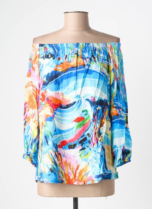 Top imprimé fantaisie manches longues bleu MALOKA femme