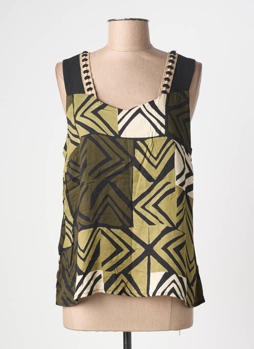 Top imprimé fantaisie sans manche vert PAZ TORRAS femme