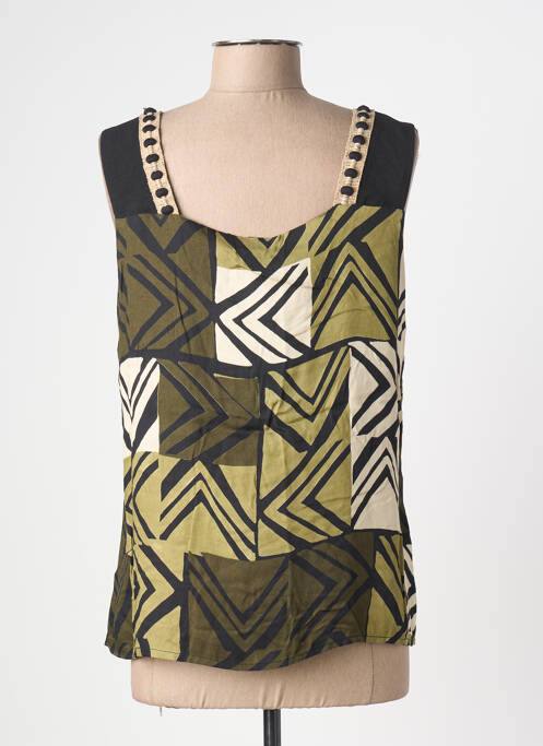 Top imprimé fantaisie sans manche vert PAZ TORRAS femme