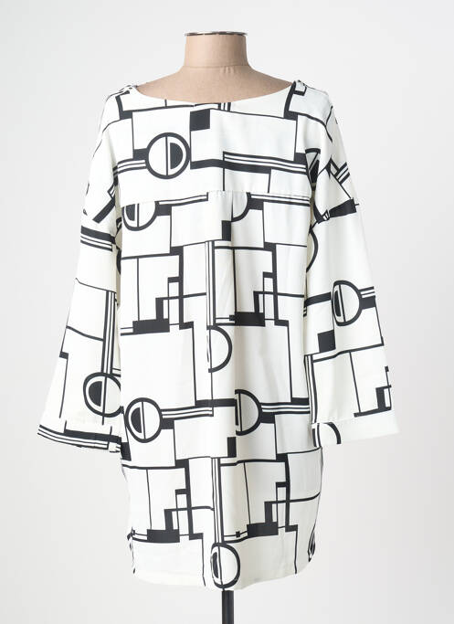 Tunique manches longues imprimé fantaisie blanc POISSONS BLANCS femme