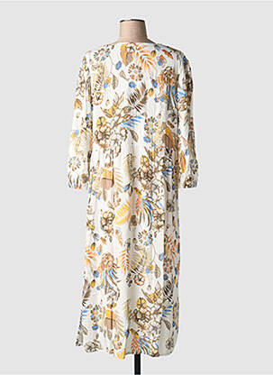 Robe mi-longue imprimé fleurs manches 3/4 beige JOY OF LIFE femme