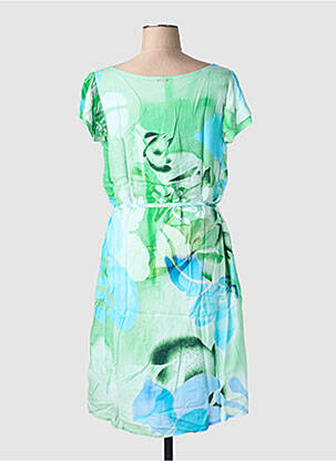 Robe mi-longue imprimé fantaisie manches courtes vert AGATHE & LOUISE femme