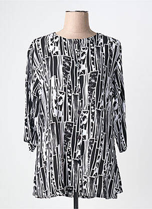Tunique manches longues tissage crêpe noir ANGEL CIRCLE femme