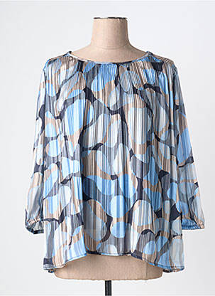 Blouse légère et transparente manches 3/4 bleu BRANDTEX femme