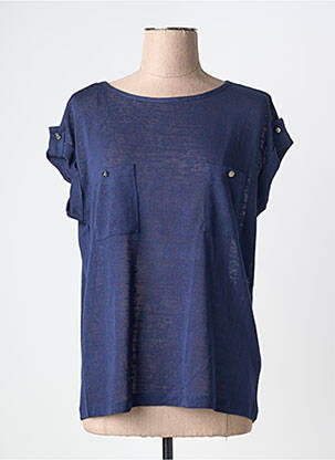 T-shirt coupe droite manches courtes bleu MARBLE femme