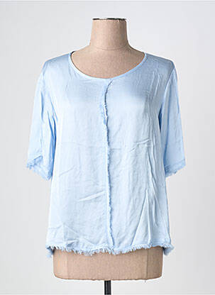 Blouse fermeture boutonnée au dos manches courtes bleu JOY OF LIFE femme
