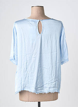 Blouse fermeture boutonnée au dos manches courtes bleu JOY OF LIFE femme