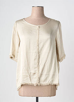 Blouse fermeture boutonnée au dos manches courtes beige JOY OF LIFE femme