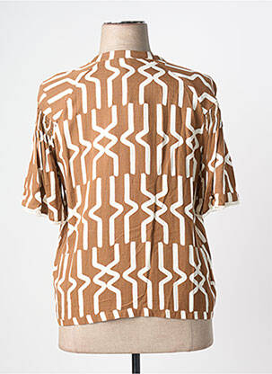 Chemisier tissage crêpe manches 3/4 marron PAZ TORRAS femme