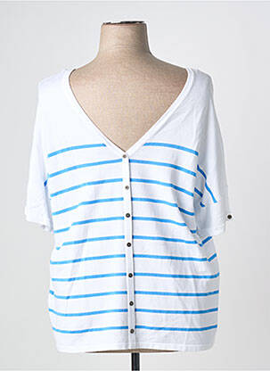 Pull coupe droite manches courtes bleu MARBLE femme