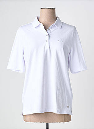 Polo sérigraphie avec strass manches courtes blanc JOY OF LIFE femme