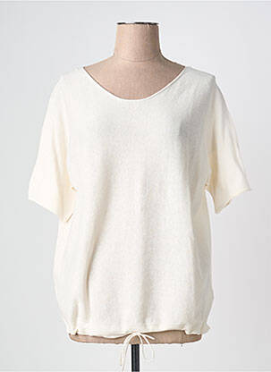 Pull col v manches courtes beige OUI femme