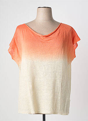 Pull col v manches courtes orange A.POIL femme