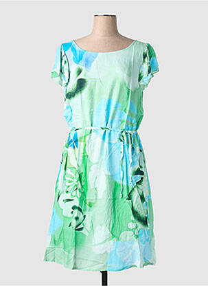 Robe mi-longue imprimé fantaisie manches courtes vert AGATHE & LOUISE femme