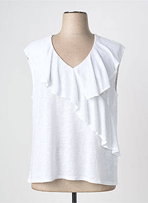 Top tissage jersey sans manche blanc MARBLE femme