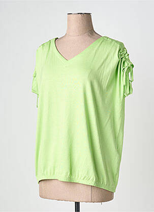 T-shirt col v manches courtes vert JOY OF LIFE femme