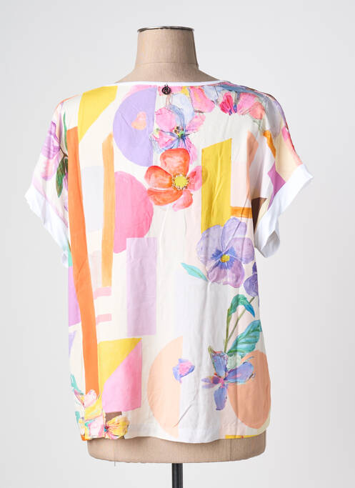 Blouse imprimé fleurs manches courtes jaune MALOKA femme