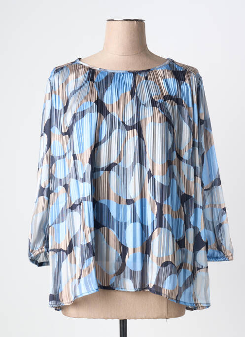 Blouse col rond manches 3/4 bleu BRANDTEX femme