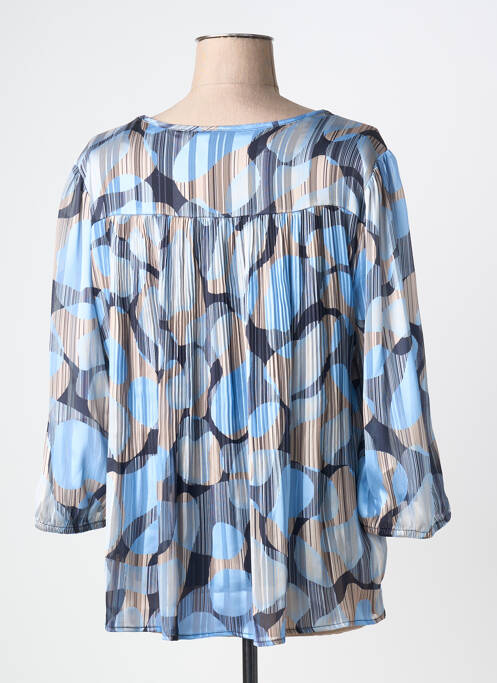 Blouse col rond manches 3/4 bleu BRANDTEX femme