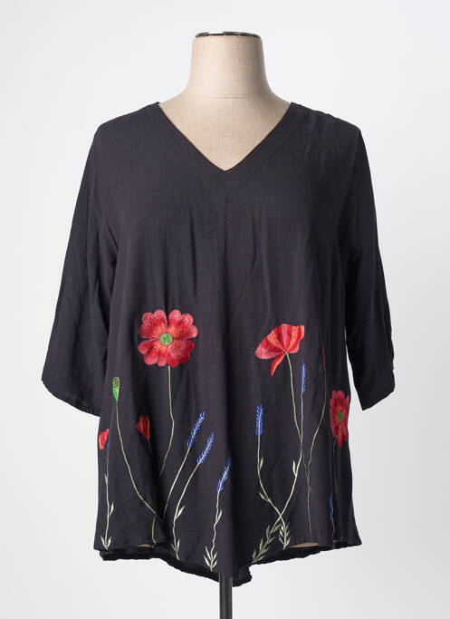 Blouse manches 3/4 manches 3/4 noir ANGEL CIRCLE femme