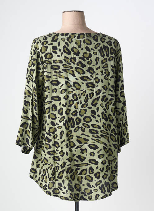 Blouse tissage popeline manches 3/4 vert ANGEL CIRCLE femme