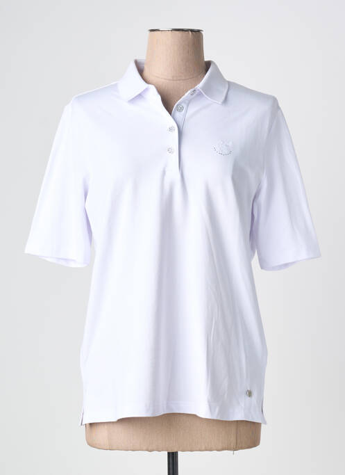 Polo sérigraphie avec strass manches courtes blanc JOY OF LIFE femme