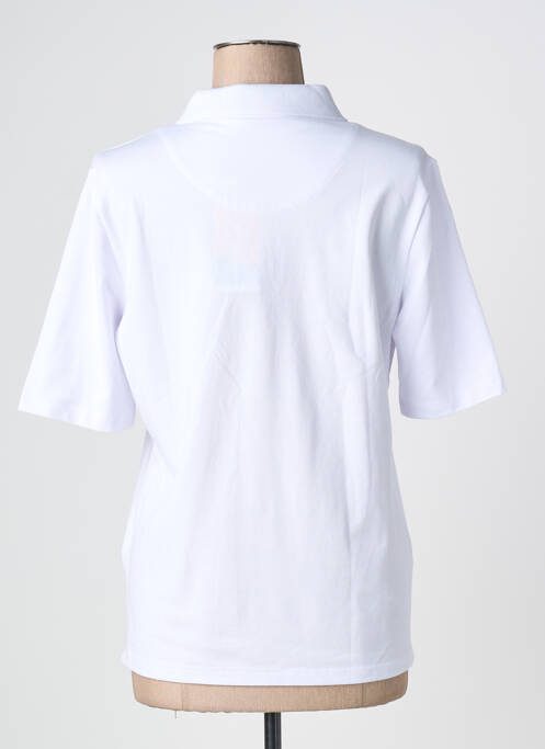 Polo sérigraphie avec strass manches courtes blanc JOY OF LIFE femme