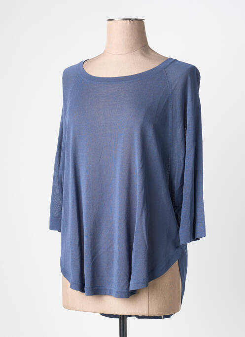 Pull tunique stretch manches 3/4 bleu OUI femme
