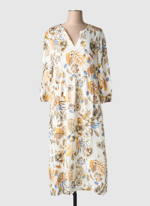 Robe mi-longue manches 3/4 manches 3/4 beige JOY OF LIFE femme