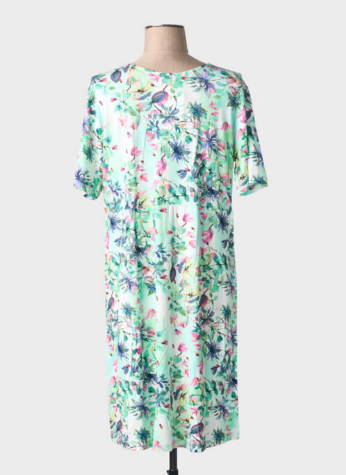 Robe mi-longue imprimé fleurs manches courtes vert JOY OF LIFE femme