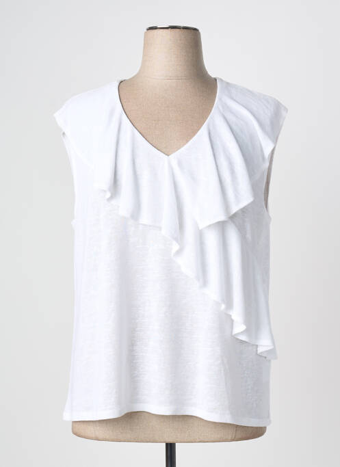 Top tissage jersey sans manche blanc MARBLE femme