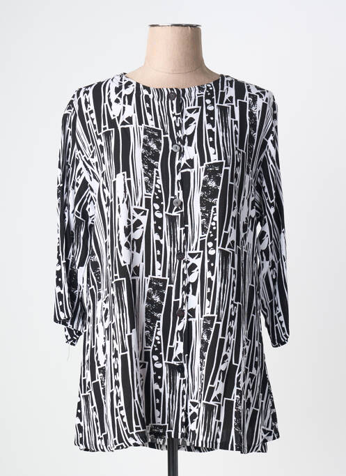 Tunique manches longues imprimé fantaisie noir ANGEL CIRCLE femme