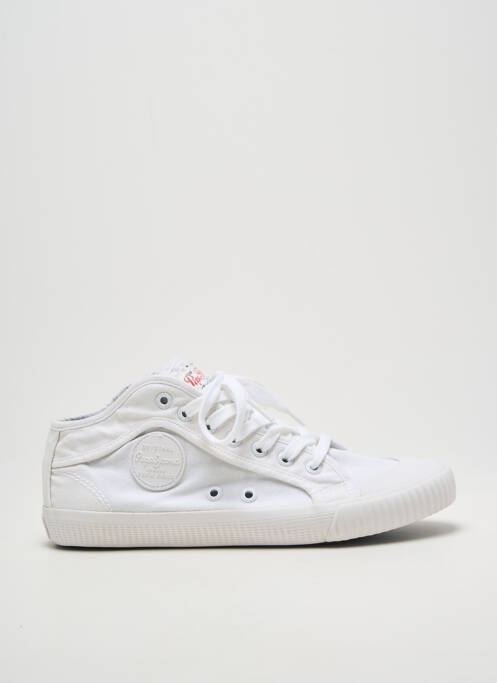 Baskets fermeture zip et lacets bout rond blanc PEPE JEANS homme