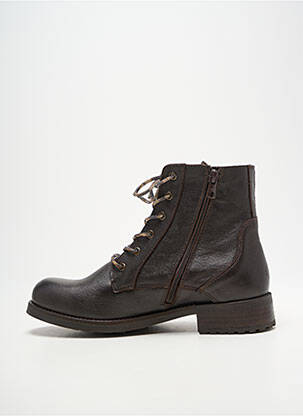 Bottines/boots tissage satiné talon plat jusqu'à 3cm marron COCO ET ABRICOT femme