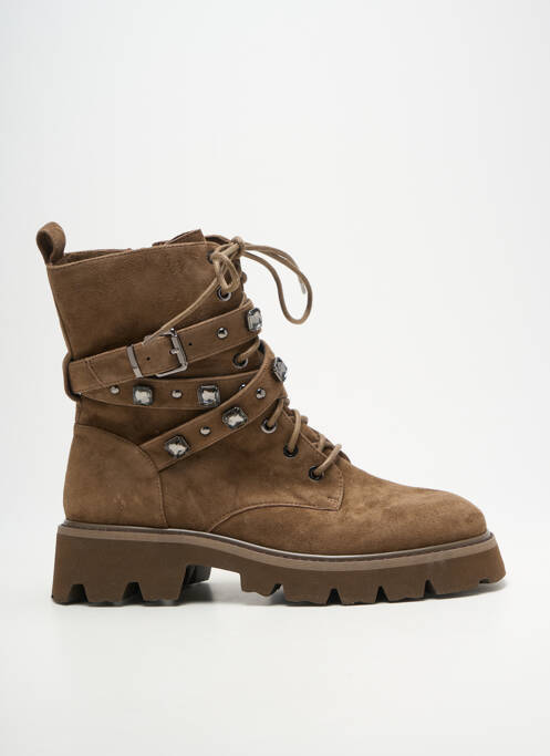 Bottines/boots fermeture zip et lacets talon de 4 à 6cm marron LODI femme