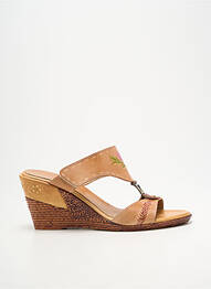 Mules/sabots bout ouvert talon plat jusqu'à 3cm beige LAURA VITA femme