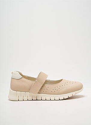 Ballerines fermeture scratch talon plat jusqu'à 3cm beige COMFEET femme