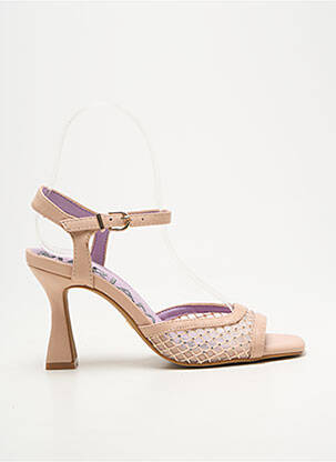 Sandales/nu pieds tissage satiné talon de 7 à 9cm beige MARIAMARE femme