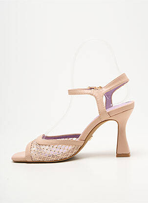 Sandales/nu pieds tissage satiné talon de 7 à 9cm beige MARIAMARE femme