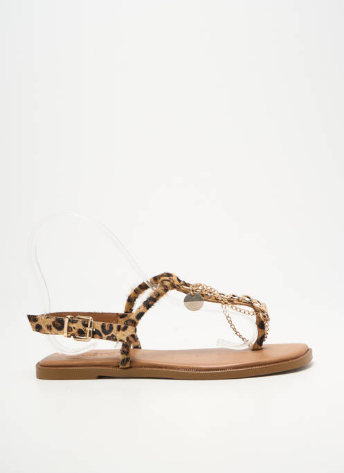 Tongs fermeture boucle(s) talon plat jusqu'à 3cm marron INUOVO femme