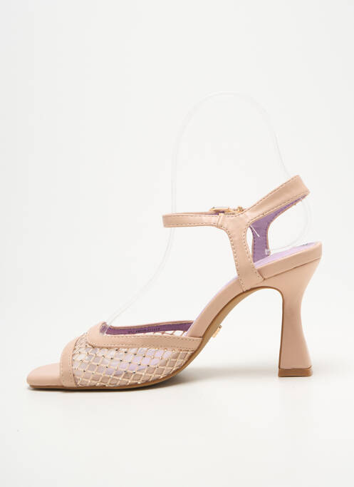 Sandales/nu pieds tissage satiné talon de 7 à 9cm beige MARIAMARE femme