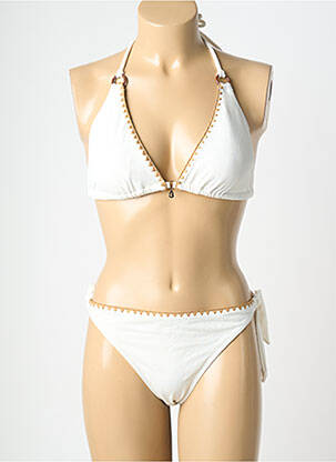 Maillot de bain 2 pièces stretch haut triangles blanc BANANA MOON femme