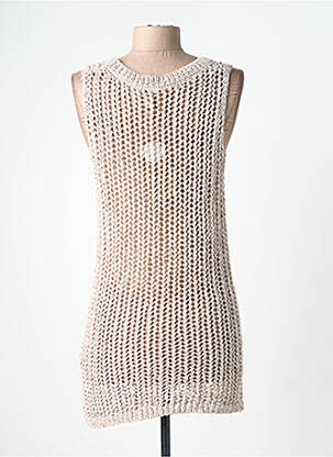 Top coupe cintrée sans manche beige SOYACONCEPT femme