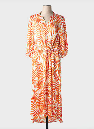 Robe longue imprimé fantaisie manches 3/4 orange SOYACONCEPT femme