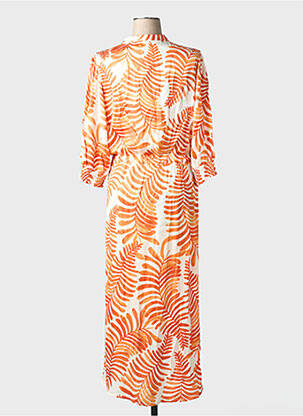 Robe longue imprimé fantaisie manches 3/4 orange SOYACONCEPT femme