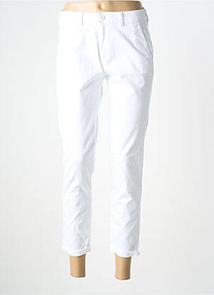 Pantalon 7/8 fermeture zippée sous rabat boutonné blanc LE TEMPS DES CERISES femme