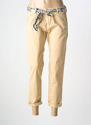 Pantalon 7/8 fermeture zippée sous rabat boutonné beige LE TEMPS DES CERISES femme