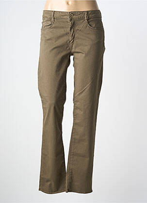 Pantalon droit fermeture zippée sous rabat boutonné vert LE TEMPS DES CERISES femme